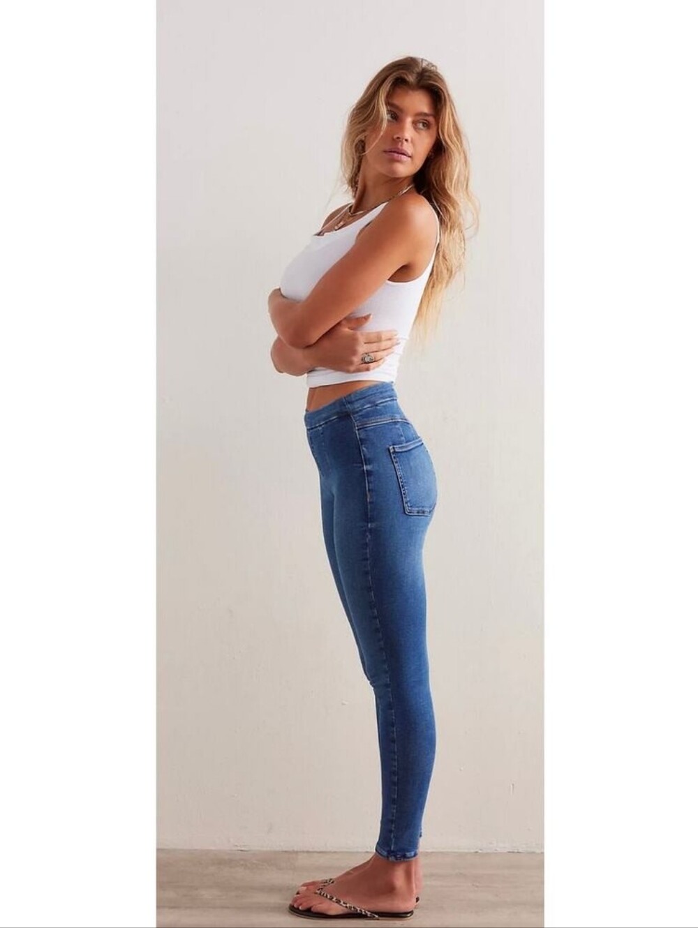 FREE PEOPLE Pull On High Rise Skinny Leg Stretch Jeans Jeggings 29